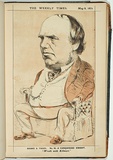 Title: bA vanquished knight [The Hon. John O'Shanassy, K.C.M.G.]. | Date: 9 May 1874 | Technique: b'lithograph, printed in colour, from multiple stones'