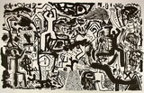 Artist: b'Fransella, Graham.' | Title: b'not titled [abstract design with figures]' | Date: 1986 | Technique: b'lithograph printed in black ink, from one stone' | Copyright: b'Courtesy of the artist'