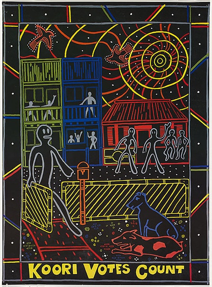 Artist: b'Jones, Garry.' | Title: b'Koori votes count' | Date: 1991 | Technique: b'offset-lithograph, printed in colour'