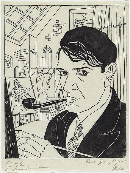 Artist: b'Haefliger, Paul.' | Title: b'not titled (self-portrait)' | Date: 1932, March | Technique: b'woodcut, printed in black ink, from one block'