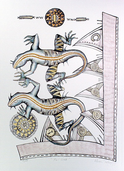 Artist: b'Tuffery, Michel.' | Title: b'Pili Siva' | Date: 1988 | Technique: b'lithograph, printed in colour, from multiple stones' | Copyright: b'\xc2\xa9 Michel Tuffery'