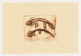Artist: Napurrula, Ningura. | Title: Pussy cats | Date: 2004 | Technique: drypoint etching, printed in brown ink, from one perspex plate