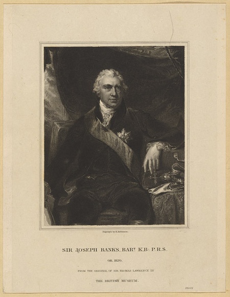 Title: b'Sir Joseph Banks, Bart. KB PRS OB 1820 from the original of Sir Thomas Lawrence in the British Museum.' | Date: 1831 | Technique: b'engraving, printed in black ink, from one copper plate'