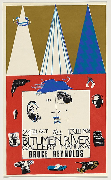 Artist: b'Reynolds, Bruce.' | Title: b'Bitumen River Gallery Manuka - Bruce Reynolds' | Date: 1981 | Technique: b'screenprint, printed in colour, from five stencils'