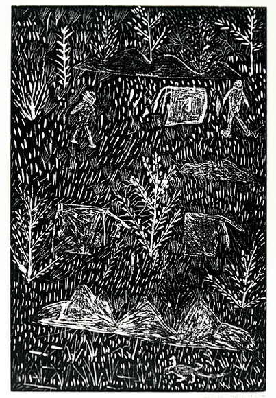 Artist: b'PWERLE, Angelina' | Title: b'not titled [No.50]' | Date: 1990 | Technique: b'woodcut, printed in black ink, from one block'