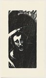 Artist: AMOR, Rick | Title: not titled (screaming male face 2). | Date: (1990) | Technique: woodcut, printed in black ink, from one block