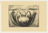 Artist: b'Evans, Megan.' | Title: b'not titled [landscape and wrapped egg]' | Date: 1989 | Technique: b'lithograph, printed in black ink, from one stone' | Copyright: b'\xc2\xa9 Megan Evans. Licensed by VISCOPY, Australia'