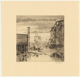 Artist: b'Rawling, Charles W.' | Title: b'Settling tanks, Broken Hill' | Date: 1925 | Technique: b'etching and foulbiting, printed in brown ink with plate-tone, from one plate'