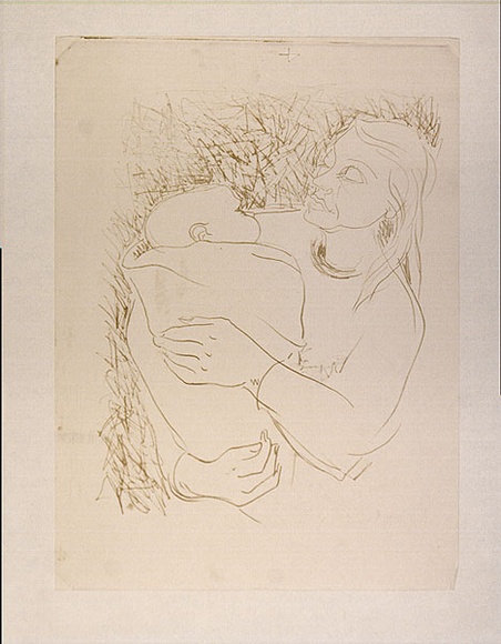 Artist: b'MACQUEEN, Mary' | Title: b'Mother and child [recto]' | Date: c.1961 | Technique: b'lithograph, printed in yellow ink, from one plate' | Copyright: b'Courtesy Paulette Calhoun, for the estate of Mary Macqueen'