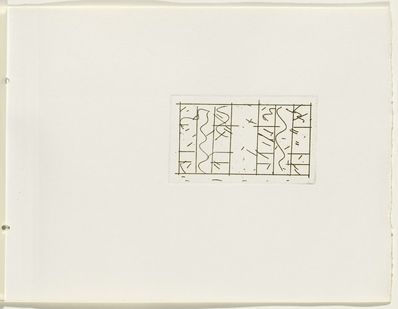 Artist: b'JACKS, Robert' | Title: b'not titled [abstract linear composition]. [leaf 3 : recto]' | Date: 1978 | Technique: b'etching, printed in black ink, from one plate'