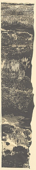 Title: b'Walking trees [panel 3]' | Date: 2006 | Technique: b'linocut, printed in grey ink, from 3 blocks'