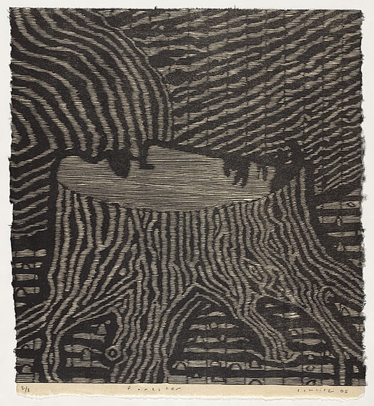 Artist: b'Schlitz, Michael.' | Title: b'Forester' | Date: 2005 | Technique: b'woodcut, printed in black ink, from one block'
