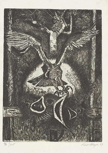 Artist: b'MEYER, Bill' | Title: b'Food' | Date: 1969 | Technique: b'etching, printed in black ink, from one plate' | Copyright: b'\xc2\xa9 Bill Meyer'