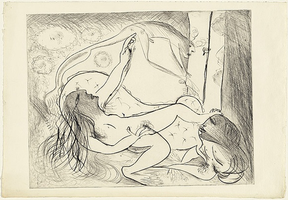 Artist: b'BOYD, Arthur' | Title: b'Danae on a couch with open window.' | Date: (1968-69) | Technique: b'drypoint, printed in black ink, from one plate' | Copyright: b'Reproduced with permission of Bundanon Trust'