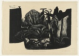 Artist: AMOR, Rick | Title: Backyards Kensington. | Date: 1987 | Technique: woodcut, printed in black ink, from one block