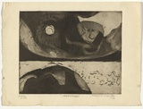 Artist: b'Cilento, Margaret.' | Title: b'Moonscape.' | Date: 1949 | Technique: b'etching, aquatint, printed in black ink with plate-tone, from one  plate'