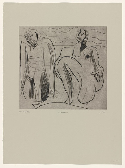 Artist: b'Furlonger, Joe.' | Title: b'2 bathers' | Date: 1989 | Technique: b'etching, printed in black ink with plate-tone, from one plate'
