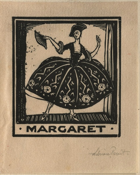 Artist: b'FEINT, Adrian' | Title: b'Bookplate: Margaret.' | Date: (1927) | Technique: b'wood-engraving, printed in black ink, from one block' | Copyright: b'Courtesy the Estate of Adrian Feint'