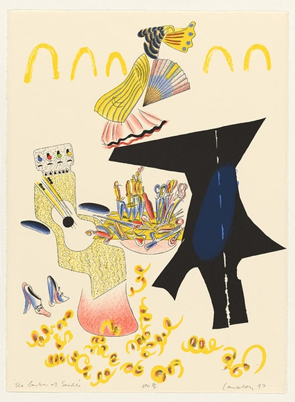 Artist: b'Lanceley, Colin.' | Title: b'The barber of Seville' | Date: 1997, January | Technique: b'lithograph, printed in colour, from four stones'