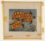 Title: not titled [three turtles] | Technique: linocut, printed in colour, from multiple blocks