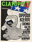 Artist: EARTHWORKS POSTER COLLECTIVE | Title: C.I.A. puppet. Oppose Kerr demo. | Date: 1976 | Technique: screenprint, printed in colour, from four stencils
