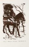 Artist: NICOLSON, Noel | Title: Horseman in the vines | Date: 1997, July | Technique: lithograph, printed in black ink, from one stone; hand-coloured