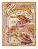 Artist: Gingingara, Doris. | Title: Emu and turkey | Technique: screenprint, printed in colour, from multiple stencils