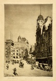 Artist: b'LINDSAY, Lionel' | Title: b'Hunter Street, Sydney' | Date: 1922 | Technique: b'etching, printed in brown ink with plate-tone, from one plate' | Copyright: b'Courtesy of the National Library of Australia'