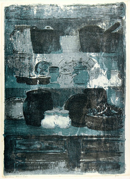 Artist: b'Courier, Jack.' | Title: b'Kitchen still life.' | Date: c.1960 | Technique: b'lithograph, printed in colour, from multiple stones'