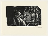 Artist: AMOR, Rick | Title: not titled (sleeping nude). | Date: 1990 | Technique: woodcut, printed in black ink, from one block