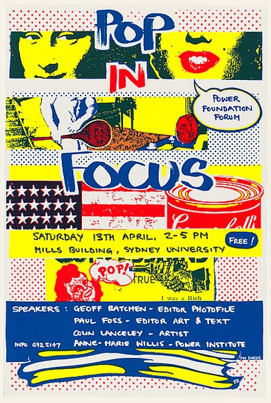 Artist: b'Debenham, Pam.' | Title: b'Pop in Focus.' | Date: 1985-86 | Technique: b'screenprint, printed in colour, from three stencils'