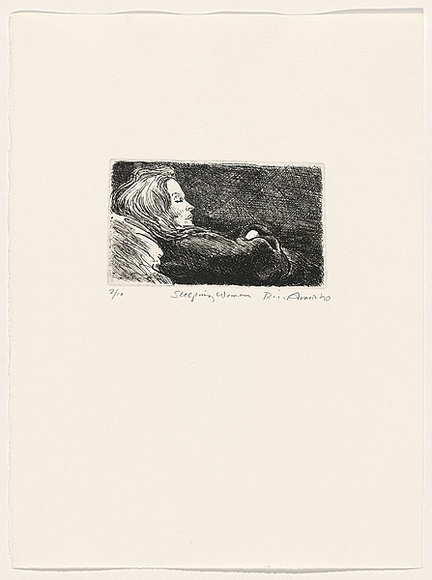 Artist: b'AMOR, Rick' | Title: b'Sleeping woman.' | Date: 1990 | Technique: b'etching, printed in black ink, from one plate'