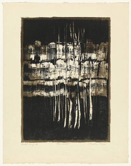 Artist: b'KING, Grahame' | Title: b'Rain spirit' | Date: 1962 | Technique: b'lithograph, printed in colour, from two stones [or plates]'
