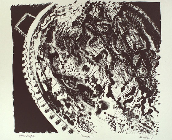 Artist: b'Hillard, Merris.' | Title: b'Saucepan' | Date: c.1986 | Technique: b'lithograph, printed in black ink, from one stone'