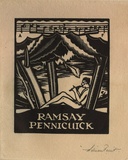 Artist: b'FEINT, Adrian' | Title: b'Bookplate: Ramsay Pennicuick.' | Date: (1927) | Technique: b'wood-engraving, printed in black ink, from one block' | Copyright: b'Courtesy the Estate of Adrian Feint'