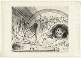 Artist: BOYD, Arthur | Title: Lions with bone in wooded landscape (The last of St Jerome). | Date: (1968-69) | Technique: etching and drypoint, printed in black ink, from one plate | Copyright: Reproduced with permission of Bundanon Trust