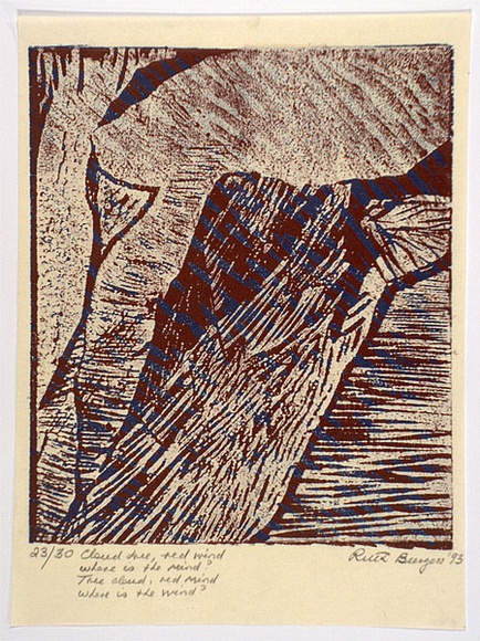 Artist: b'Burgess, Ruth.' | Title: b'Cloud tree, red wind...' | Date: 1993 | Technique: b'woodcut, printed in colour, from multiple blocks'