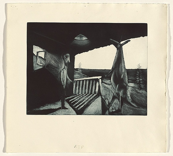 Artist: b'Shead, Garry.' | Title: b'Envoy' | Date: 17 April 1997 | Technique: b'etching and aquatint, printed in blue-black ink from one plate' | Copyright: b'\xc2\xa9 Garry Shead'