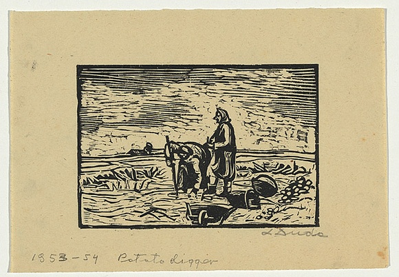 Artist: b'Groblicka, Lidia.' | Title: b'Potato diggers' | Date: 1953-54 | Technique: b'woodcut, printed in black ink, from one block'