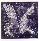 Artist: TAPAYA, Nyuwara | Title: Liru Kulunypa Tjuta, tiny snakes | Date: 1993 | Technique: etching and aquatint, printed in colour, from one  plate