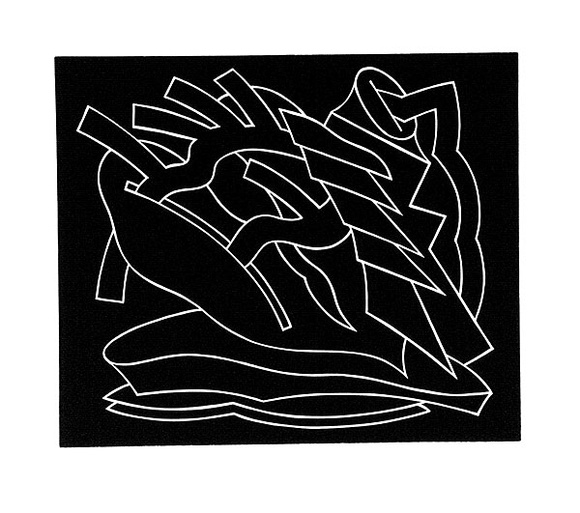 Artist: LEACH-JONES, Alun | Title: Cypress and acacia | Date: 1986 | Technique: linocut, printed in black ink, from one block | Copyright: Courtesy of the artist