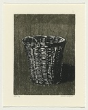 Artist: b'Cooper, Simon.' | Title: b'Still life (vessel of integrity)' | Date: 1999, November | Technique: b'woodcut, printed in brown and black ink, from two blocks'