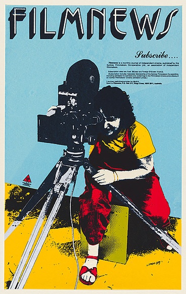 Artist: Mackay, Jan | Title: Filmnews: Subscribe | Date: 1978 | Technique: screenprint, printed in colour, from multiple stencils