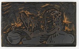 Artist: Rees, Ann Gillmore. | Title: Vignette (women and handkerchief) | Date: c.1942 | Technique: engraved woodblock