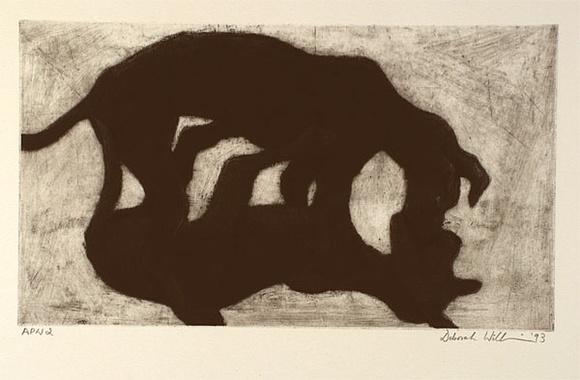 Artist: b'Williams, Deborah.' | Title: b'not titled [two dogs playing/fighting]' | Date: 1993 | Technique: b'etching, printed in black ink, from one plate'