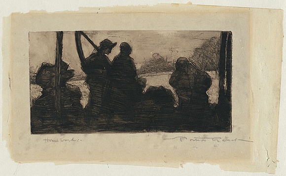 Artist: b'Geach, Portia.' | Title: b'Homeward.' | Date: c.1898 | Technique: b'etching, printed in black ink with plate-tone, from one plate' | Copyright: b'With permission from Trust Company Limited, Trustee for the Portia Geach Memorial Fund'