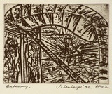 Artist: b'Senbergs, Jan.' | Title: b'Gateway' | Date: 1992 | Technique: b'etching, printed in black ink, from one plate' | Copyright: b'\xc2\xa9 Jan Senbergs'