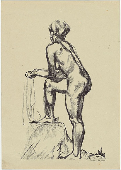 Artist: b'Dyson, Will.' | Title: b'(Standing female nude).' | Date: c.1929 | Technique: b'lithograph, printed in black ink, from one paper plate'