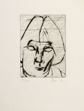 Artist: MADDOCK, Bea | Title: Head IV. | Date: 1964 | Technique: drypoint, printed in black ink, from one copper plate