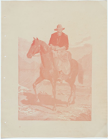 Artist: b'Calvert, Samuel.' | Title: b'The prospector.' | Date: 1883 | Technique: b'wood-engraving, printed in light red ink, from one block'